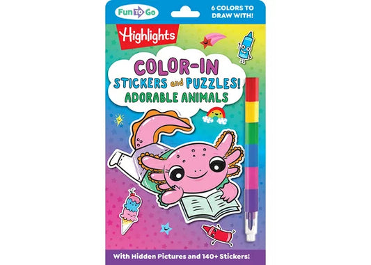 Highlights Color In Stickers & Puzzles Adorable Animals