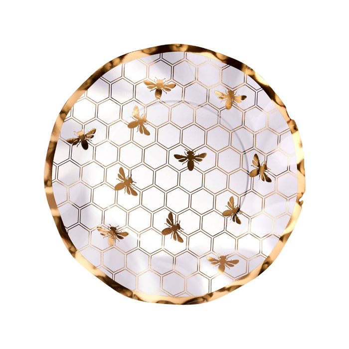 Make a maximalist statement with honeybee wavy paper salad plates.