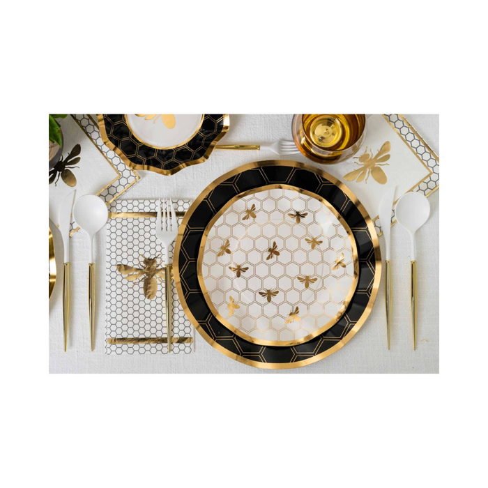 Make a maximalist statement with honeybee wavy paper salad plates.