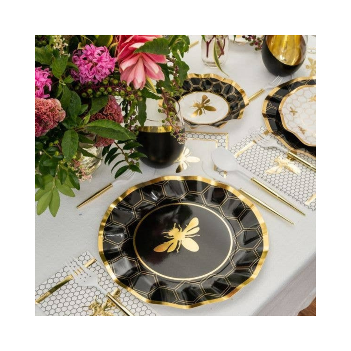 Make a maximalist statement with honeybee wavy paper salad plates.