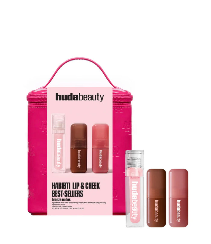 Huda Beauty Habibti Lip & Cheeks Best Sellers Kit Bronze Nudes