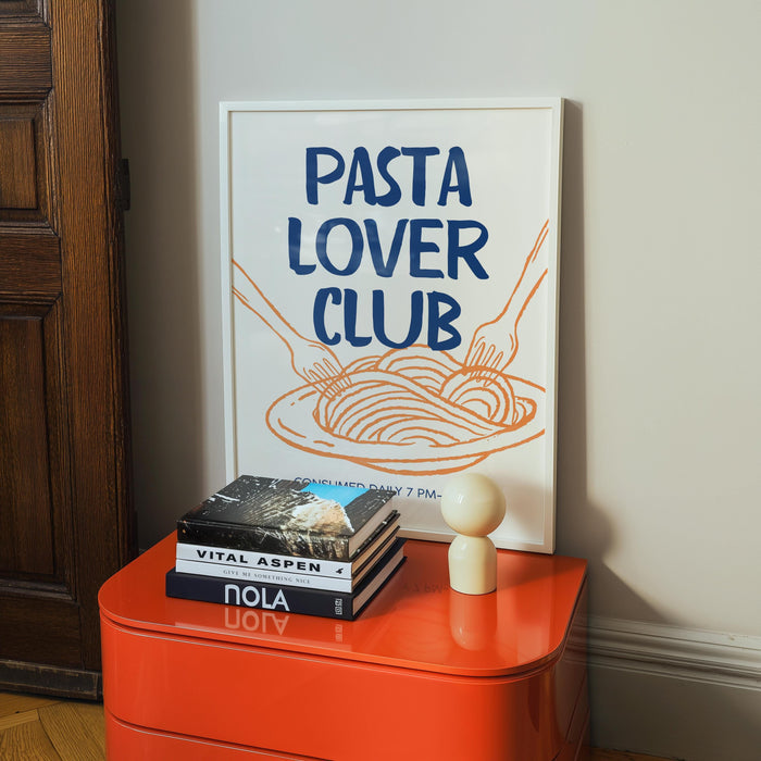 Italian Kitchen Wall Art Set of 6, Wine and Pasta Printable Bundle, Happy Hour Bar Cart Prints, Navy Orange Kitchen Decor, Wine Lover Gift