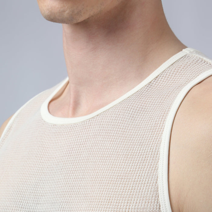 NEW- Ivory Poolside Knit Muscle Tee - Parke & Ronen