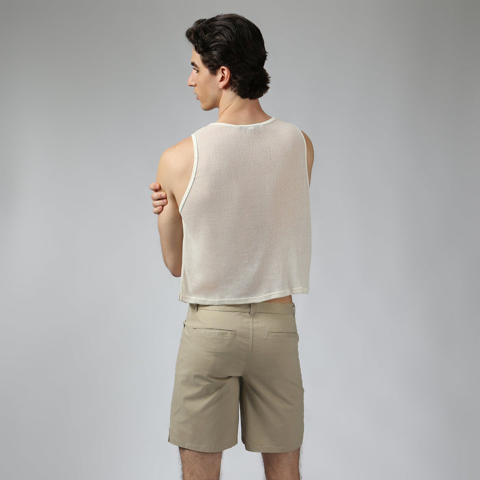NEW- Ivory Poolside Knit Muscle Tee - Parke & Ronen