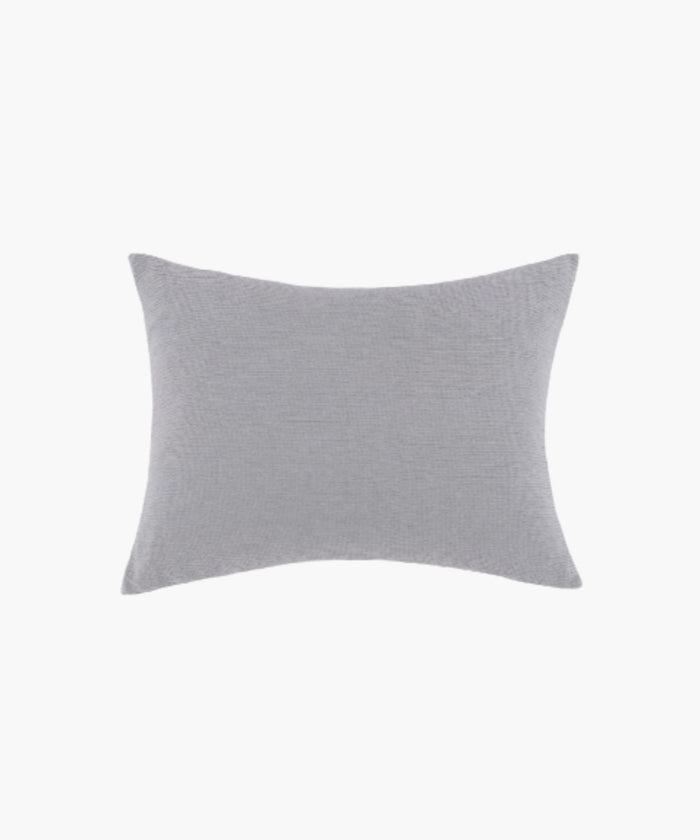 Rectangular soft grey cotton sham with a clean knife edge and soft crinkled texture on a white background. | SW Home
