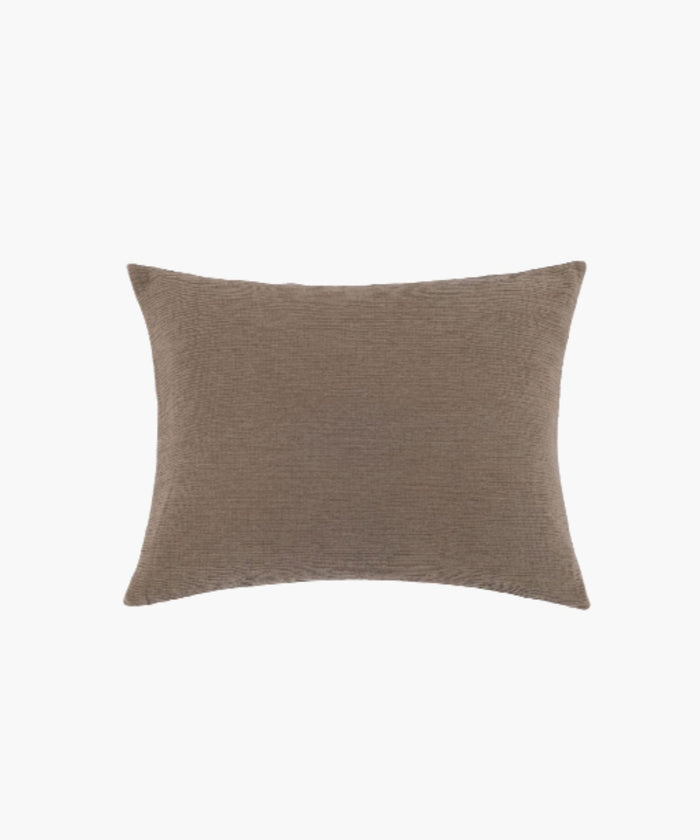Rectangular taupe cotton sham with a clean knife edge and soft crinkled texture on a white background. | SW Home