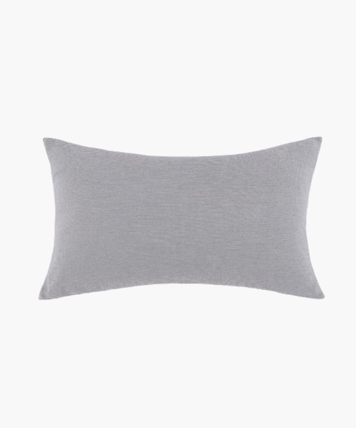 Rectangular soft grey cotton sham with a clean knife edge and soft crinkled texture on a white background.