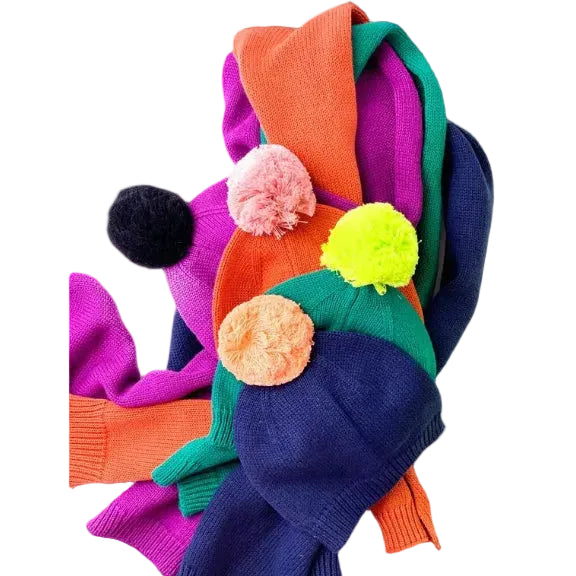 June & January Pom Beanie and Scarf Set