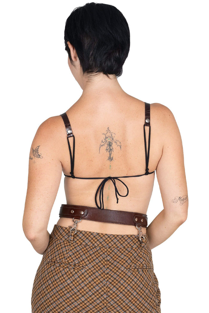 JUNIA TOP Jeffrey Campbell Triangle Bra Top Taupe Brown Combo