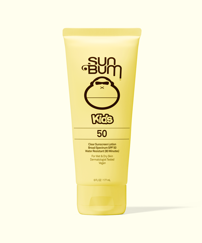 Sun Bum Kids sunscreen lotion tube on a white background