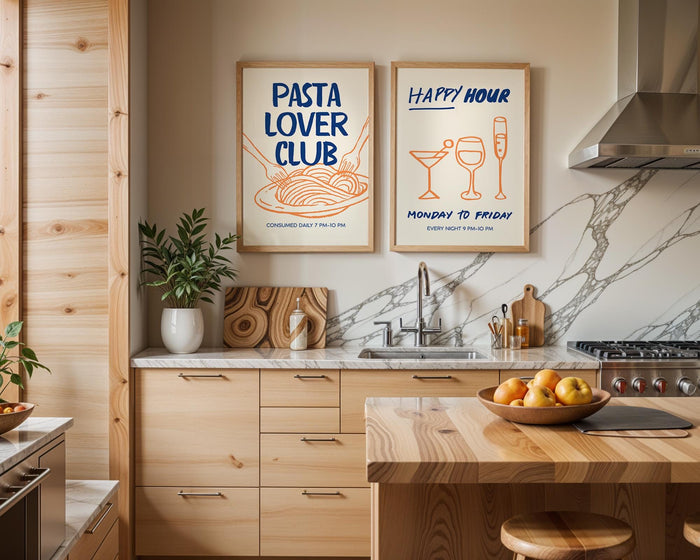 Set of 3 Kitchen Wall Art, Trendy Cin Cin Cheers Print, Retro Happy Hour Poster, Pasta Lover Food Print, Fun Bar Cart Gift DIGITAL DOWNLOAD