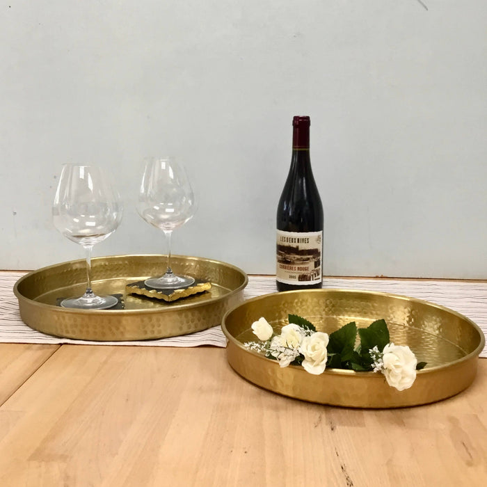 Large Gold Hammered Tray