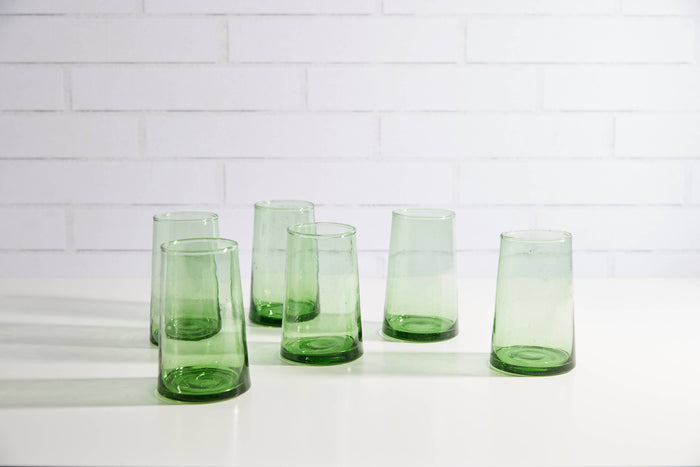 Large Moroccan Cone Glass Green - 12oz