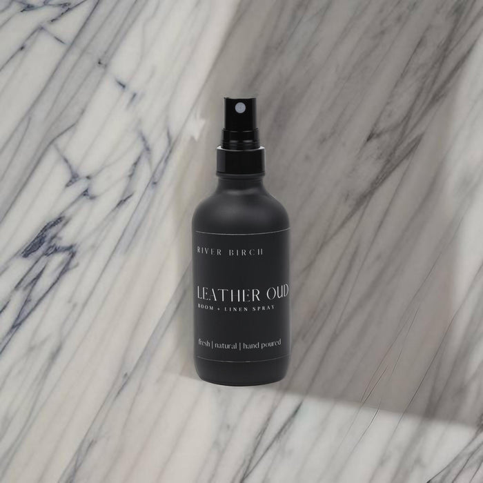 Leather Oud- 4 oz Black Glass Room + Linen Spray