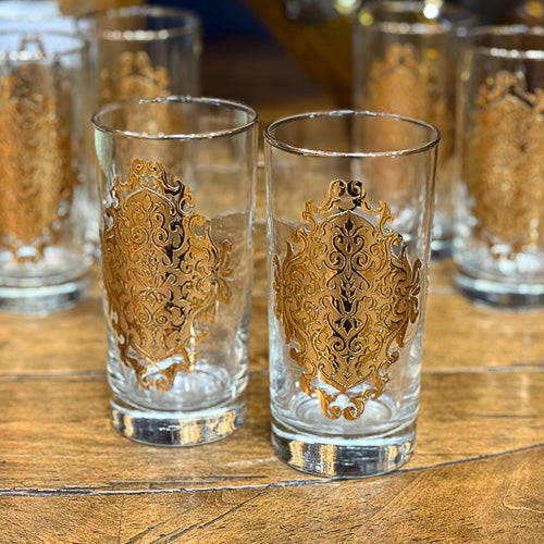 Libby Gold Embossed Highball Glasses Set
