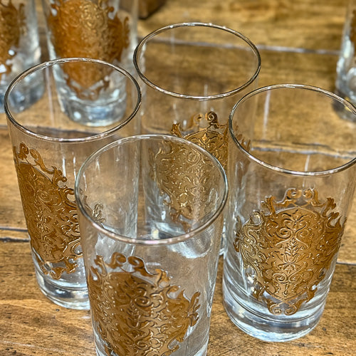 Libby Gold Embossed Highball Glasses Set
