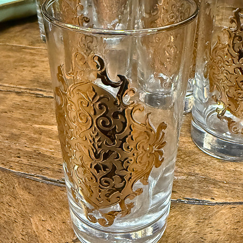 Libby Gold Embossed Highball Glasses Set