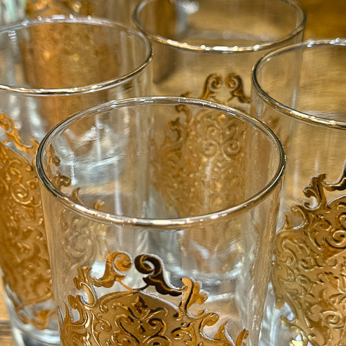 Libby Gold Embossed Highball Glasses Set