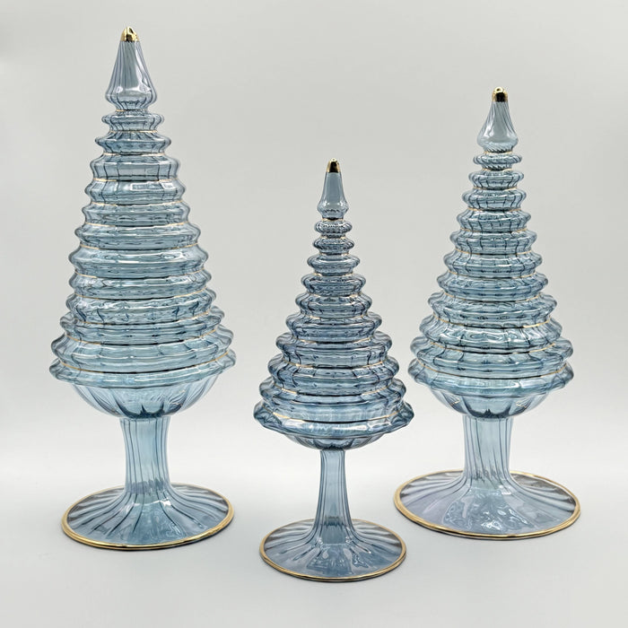 Light Blue Spruce Small Blown Glass Tabletop Christmas Tree