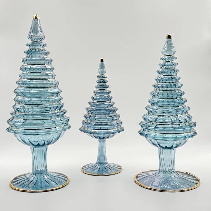 Light Blue Spruce Small Blown Glass Tabletop Christmas Tree