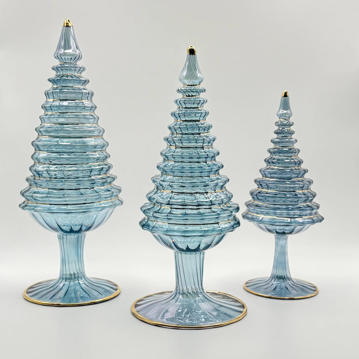 Light Blue Spruce Small Blown Glass Tabletop Christmas Tree