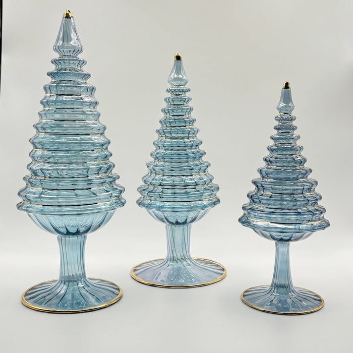 Light Blue Spruce Small Blown Glass Tabletop Christmas Tree