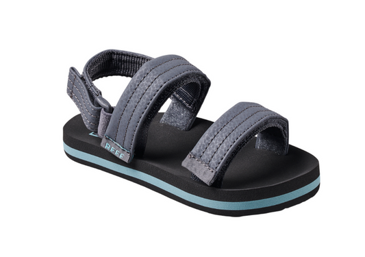Reef Kids Lil Ahi Convertible sandal gray aquifer adjustable straps.