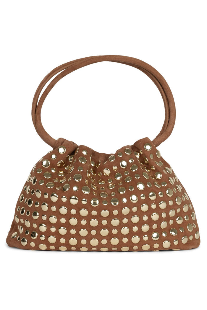 LIL-BRAT Jeffrey Campbell Bucket Bag Tan Suede Gold