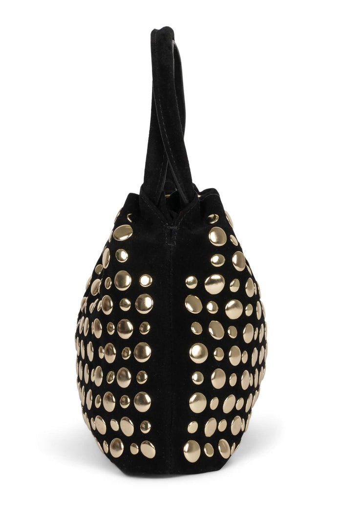 LIL-BRAT Jeffrey Campbell Bucket Bag Black Suede Gold _hover