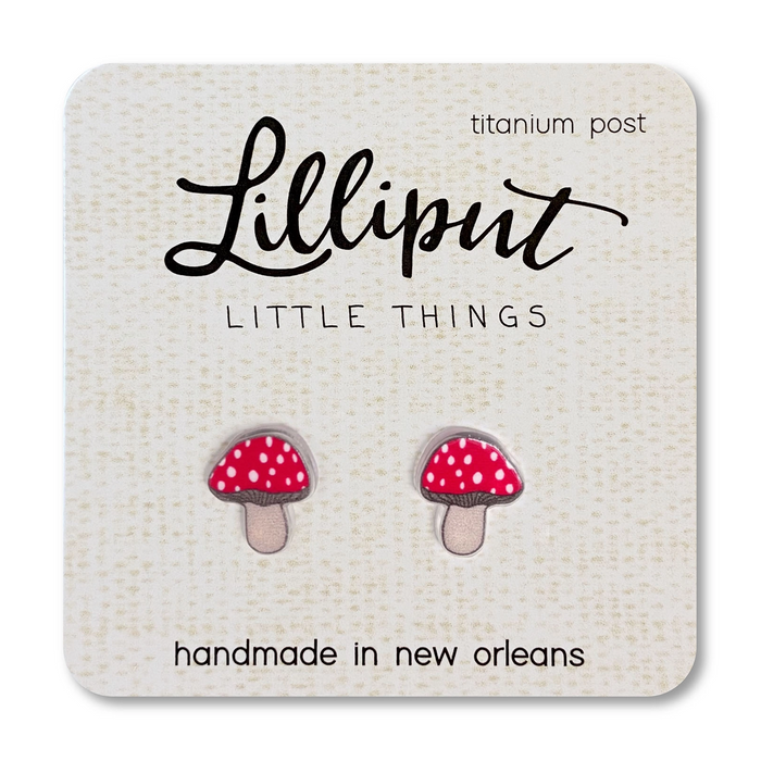 Lilliput Little Things Earrings - Red Mushrooms