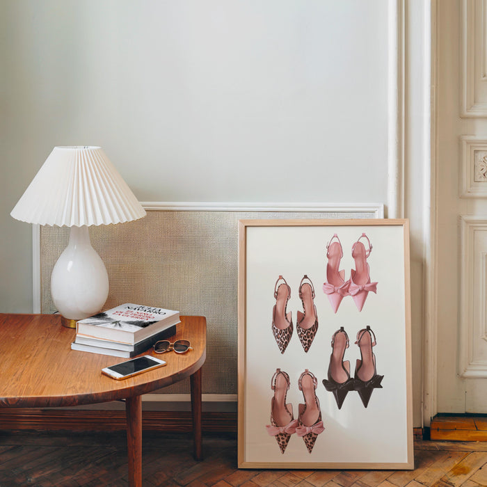 Pink Lucky Girl Wall Art Set, Leopard Fashion Prints, 8 Ball Poster, Martini Cocktail Art, High Heels Poster, Chic Gallery Wall Trendy Print