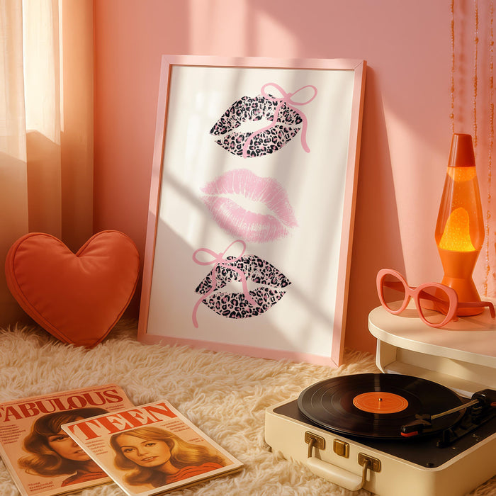 Pink Lucky Girl Wall Art Set, Leopard Fashion Prints, 8 Ball Poster, Martini Cocktail Art, High Heels Poster, Chic Gallery Wall Trendy Print