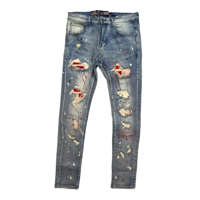 Men DENIMICITY Rip N Repair Bleached Stacked Jeans