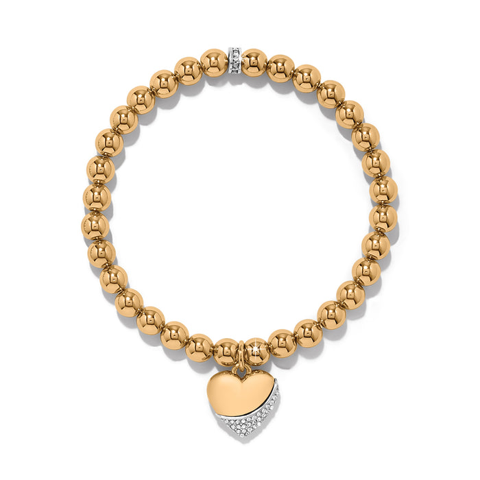 Meridian Petite Wave Heart Stretch Bracelet/Gold