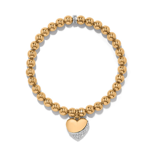 Meridian Petite Wave Heart Stretch Bracelet/Gold