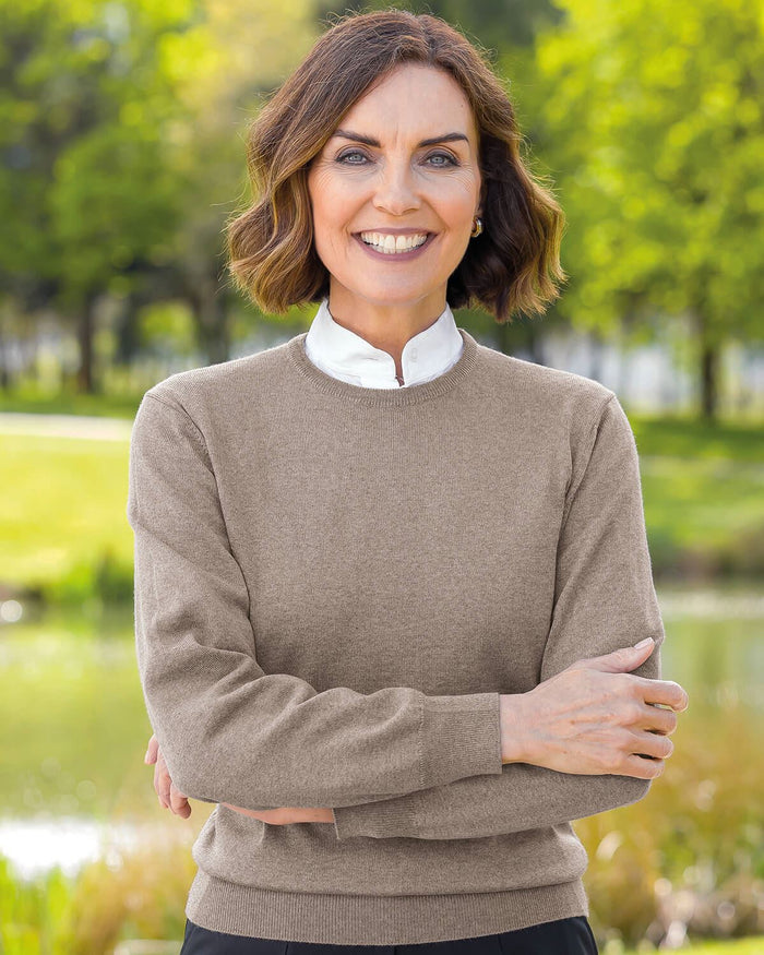 Merino Wool Crew Neck Jumper - Tawny - Country Collection