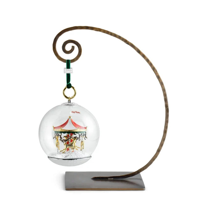 Michael Aram merry-go-round snow globe ornament, metal with festive design, for joyful decoration.