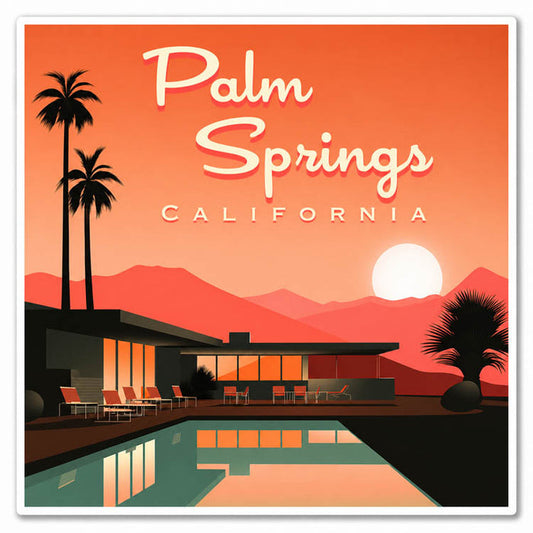 Mid-Century Orange Sunset Palm Springs Sticker