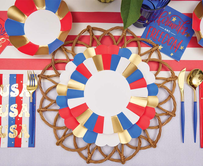 Modern Patriotic Salad 8" Plates/8pk