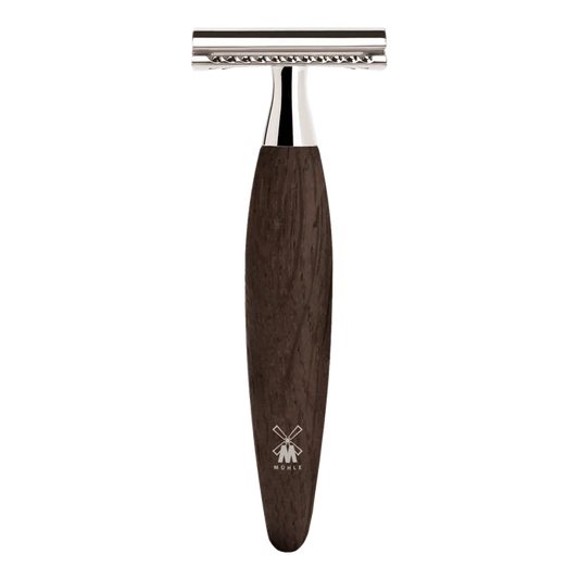 Mühle Kosmo R873 barberhøvel i myreik med lukket kam og kromdetaljer