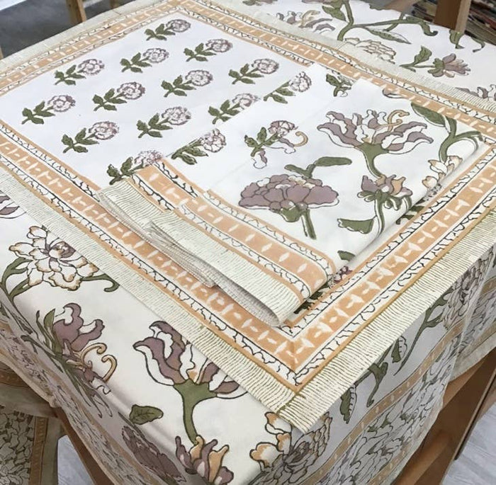 Musk Rose Bouquet Block Print Napkins Set of 4