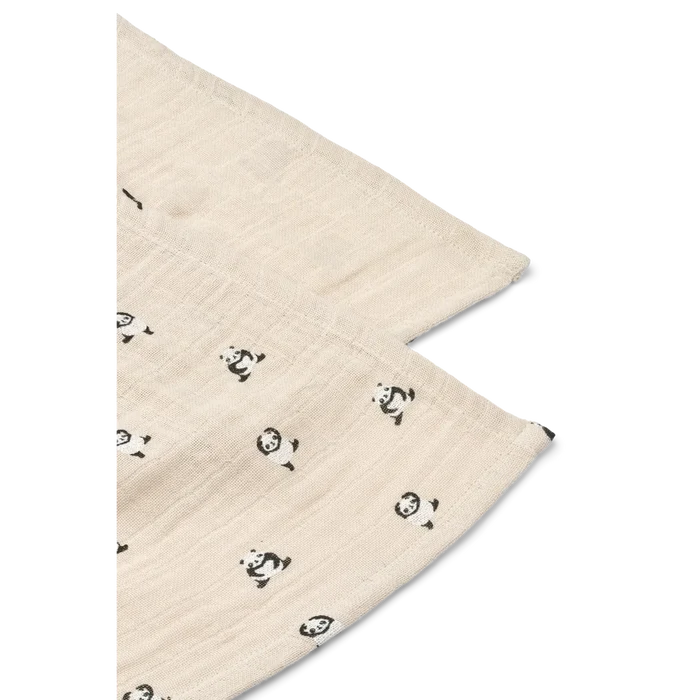 Liewood - Muslin Cloths - Set of 2 - Organic Cotton - Lewis - Mini Panda/Sandy Mix - Details