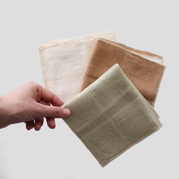 Nawrap Charcoal Infused Organic Cotton Japanese Face Towel - Ivory/Green