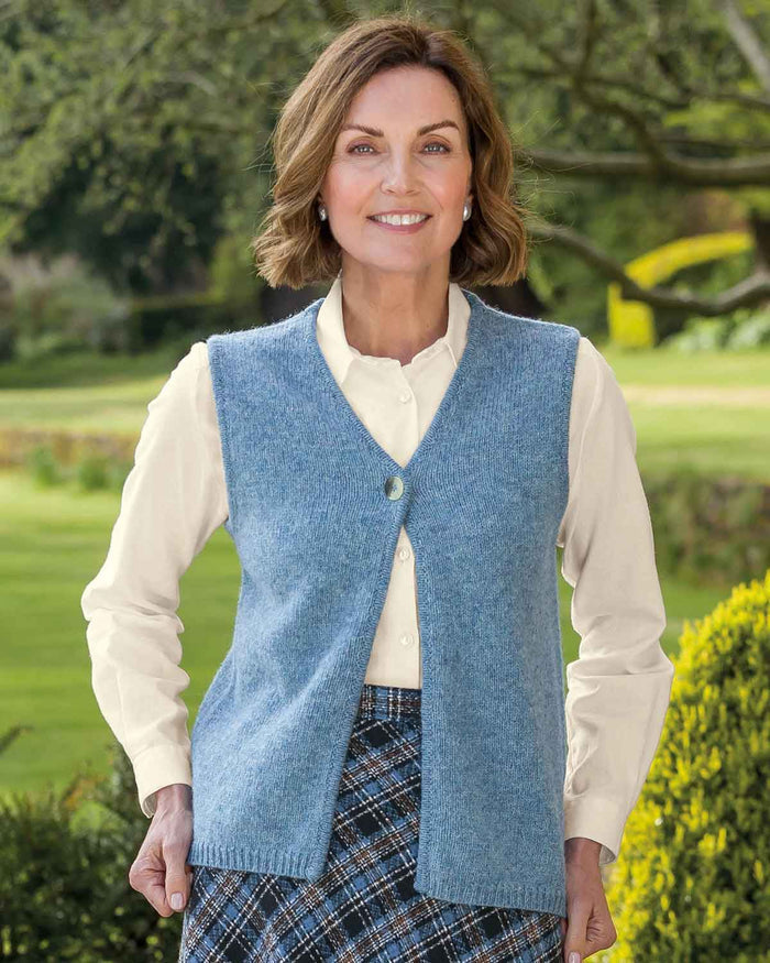 Nina V Neck Pure Shetland Wool Waistcoat - Image 2 - Country Collection