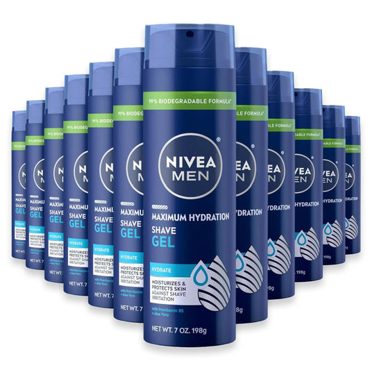 NIVEA MEN Moisturizing Shave Gel with Aloe Vera and Provitamin B5 - 7 oz - 12 Pack