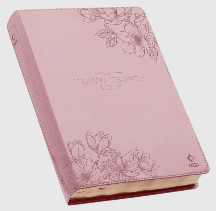 Nlt, the Spiritual Growth Bible Faux Leather, Pink Floral