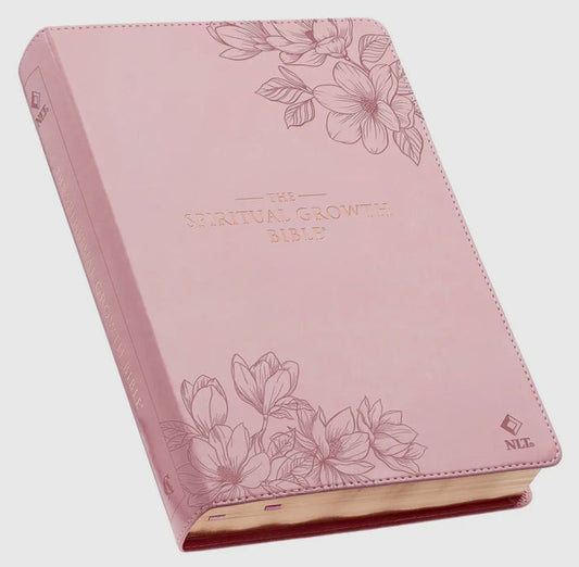 Nlt, the Spiritual Growth Bible Faux Leather, Pink Floral