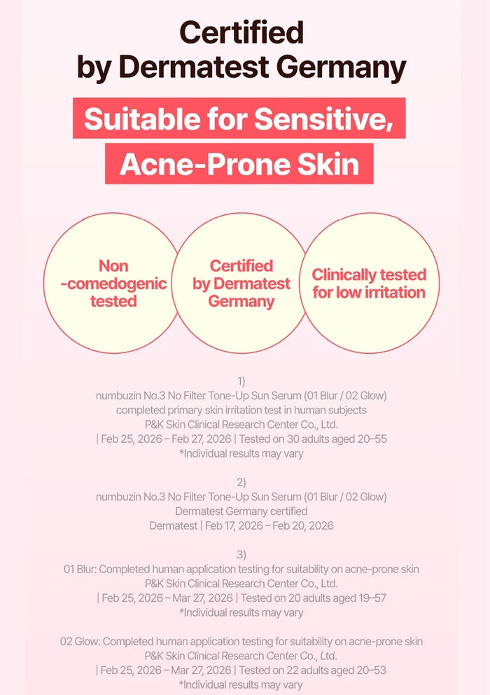 Certification label for dermatological suitability on a light pink background