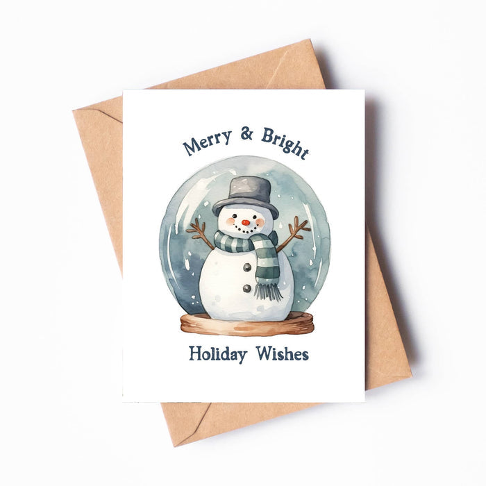 Oakwind Hollow - Merry & Bright Snowman Snow Globe Greeting Card