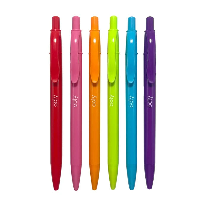 Ooly Bright Writers Colored Retractable Pens 6 Pk